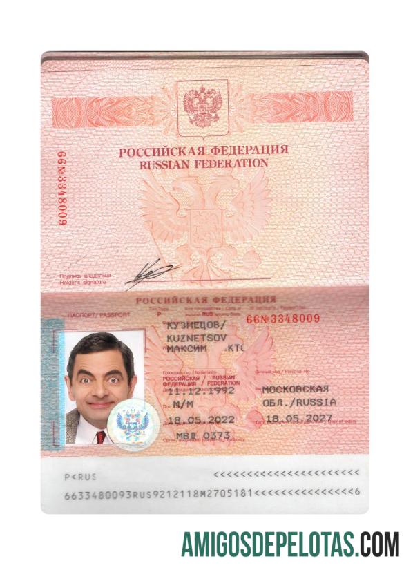 Passaporte Russo 2022 Presnet amostra